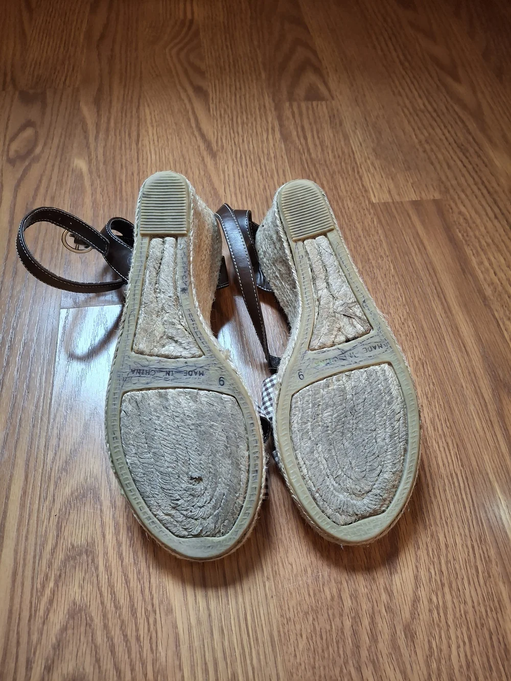 Montego Bay Club Brown Plaid Espadrille Wedge Sandals